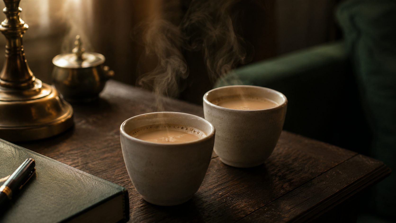 Two cups of chai on a wooden table — a first conversation